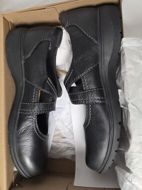 Clarks Black Leather Women's Comfort Mary Jane Flats 8 Wide